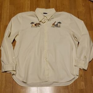 VTG embroidered safari animals button down Sz L